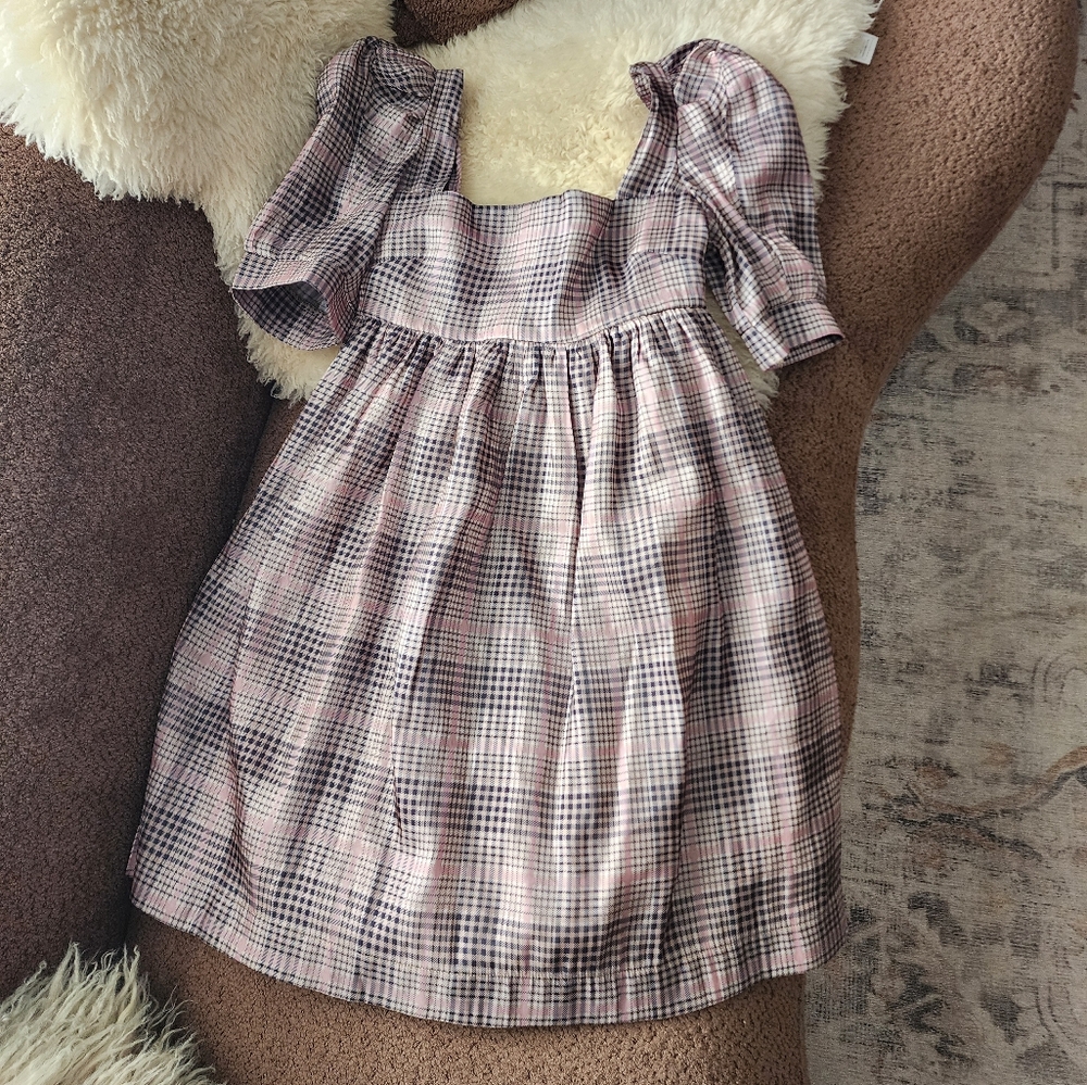 En Saison Plaid Organza Mini Dress